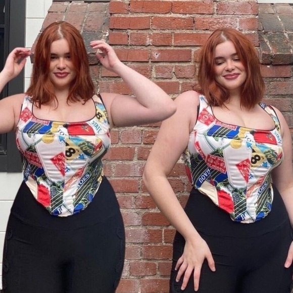 Miaou Campbell Satin Corset Top in Figaro Print Medium - Picture 1 of 14